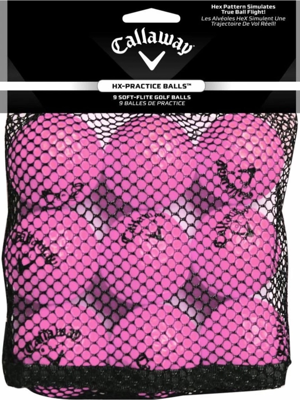 Callaway Pink HX-Practice Golf Ball 9-Pack in Mesh Bag